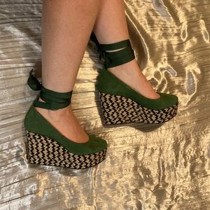 Free people Black and Green Espadrille wedges
